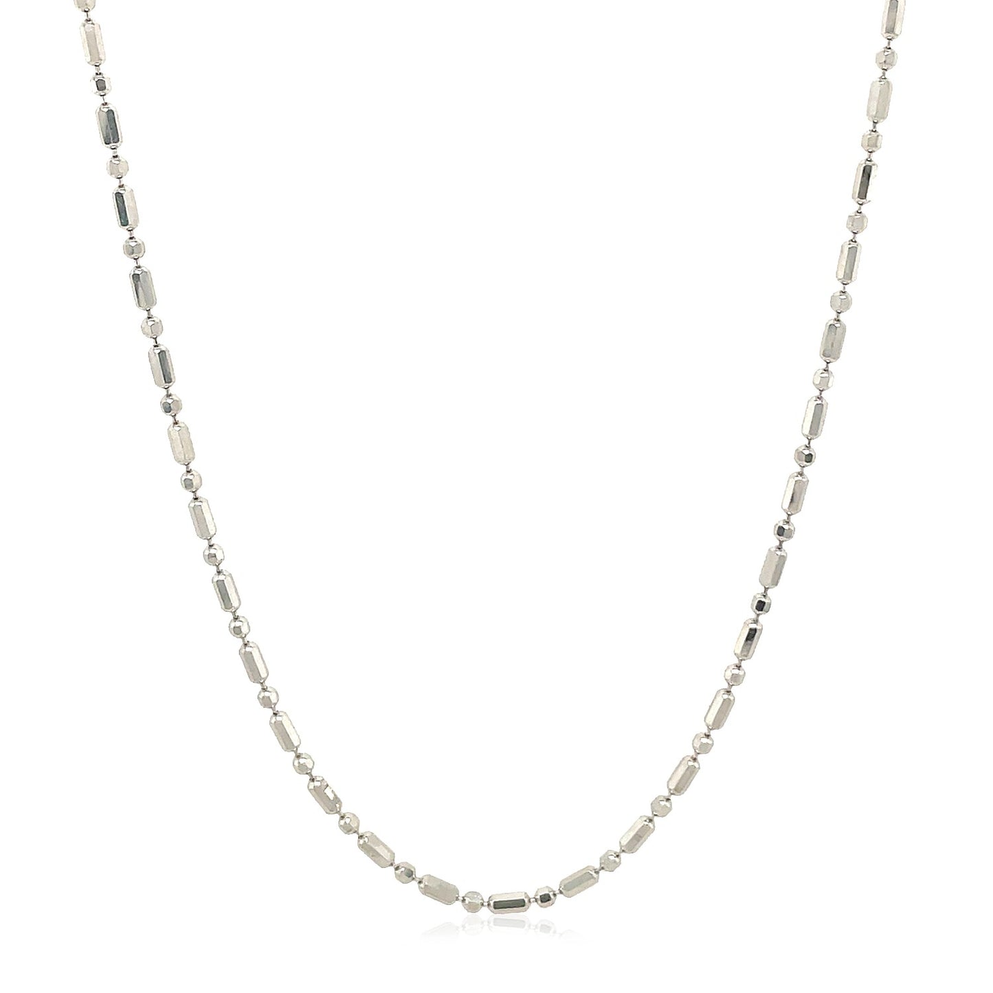 14k White Gold Diamond-Cut Alternating Bead Chain 1.5mm