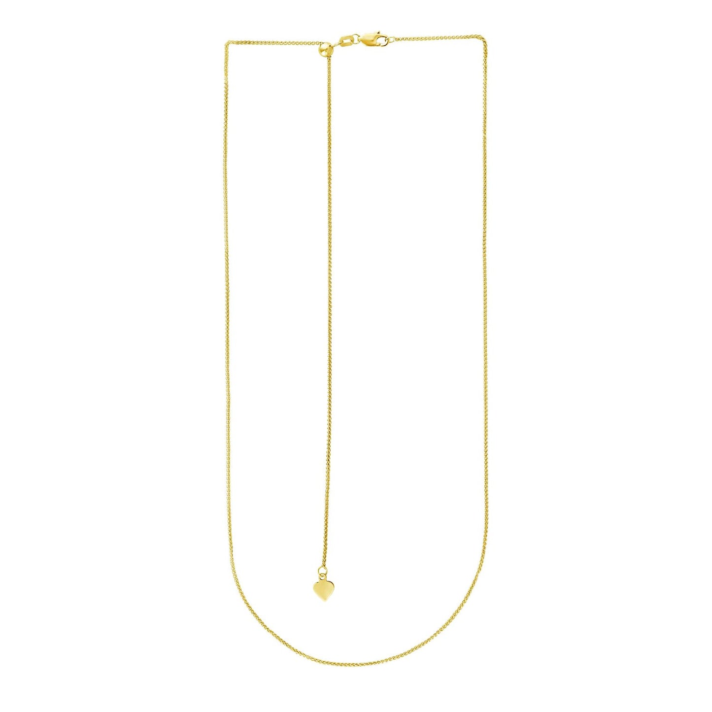 14k Yellow Gold Adjustable Wheat Chain 1.0mm