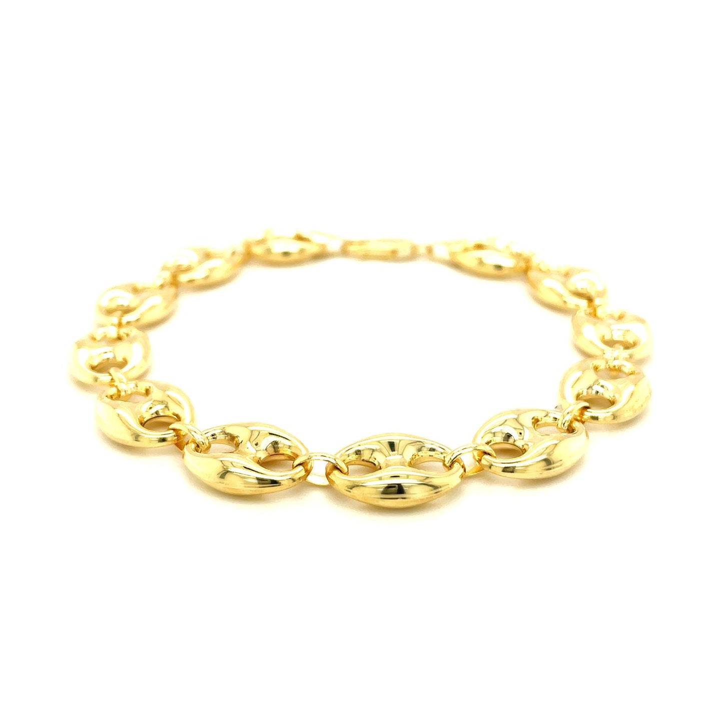 11.0mm 14k Yellow Gold Puffed Mariner Link Bracelet