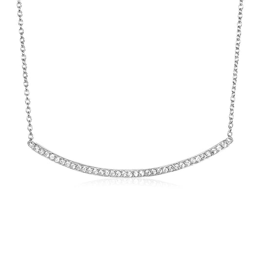 Sterling Silver Curved Bar Necklace with Cubic Zirconia