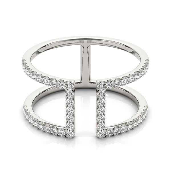 14k White Gold Modern Dual Band Style Diamond Ring (1/2 cttw)