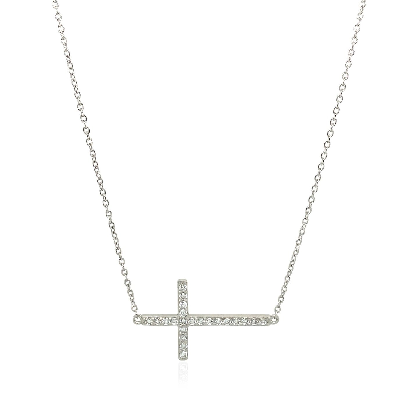 Sterling Silver Cross Bracelet with Cubic Zirconia